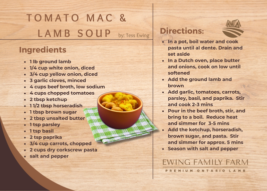 Tomato Mac and Lamb Soup by Tess Ewing